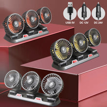 Load image into Gallery viewer, 5V 12V 24V Adjustable 3 Head Car Fan Cooling Car Fan USB 2 Speeds For Auto Cooler Air Fan Accessories