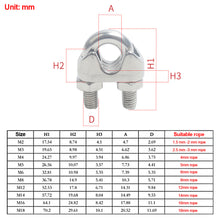 Load image into Gallery viewer, 304 Stainless Steel U-type Clamp Wire Clips Rope Clip Cable Bolts Rigging Hardware Clamps M2-M18