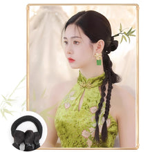 Load image into Gallery viewer, Wig Flower Braid Two Twisted Braids Fried Dough Twists Ponytail Wig Creative Wig Braid Hair Rope