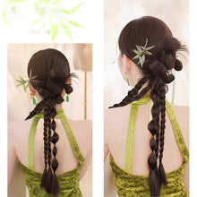 Load image into Gallery viewer, Wig Flower Braid Two Twisted Braids Fried Dough Twists Ponytail Wig Creative Wig Braid Hair Rope