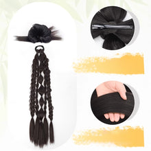 Load image into Gallery viewer, Wig Flower Braid Two Twisted Braids Fried Dough Twists Ponytail Wig Creative Wig Braid Hair Rope