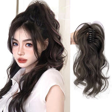 Load image into Gallery viewer, Wig Women's Long Hair Ponytail Grab Clip Large Wave Celebrity Natural High Ponytail Blossom Long Curly Hair Fake Ponytail Braid