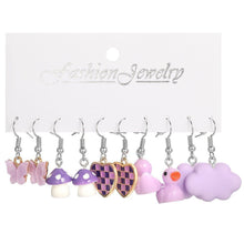 Load image into Gallery viewer, 5 Pairs Cute Cartoon Animal Fruit Earrings Set for Women Girl Simulated Resin Acrylic Food Drink Icecream DIY Dangle Earring New Jewelry