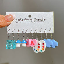 Load image into Gallery viewer, 5 Pairs Cute Cartoon Animal Fruit Earrings Set for Women Girl Simulated Resin Acrylic Food Drink Icecream DIY Dangle Earring New Jewelry