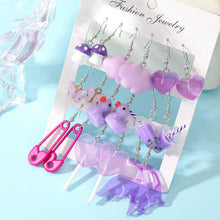 Load image into Gallery viewer, 5 Pairs Cute Cartoon Animal Fruit Earrings Set for Women Girl Simulated Resin Acrylic Food Drink Icecream DIY Dangle Earring New Jewelry