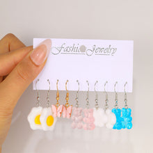 Load image into Gallery viewer, 5 Pairs Cute Cartoon Animal Fruit Earrings Set for Women Girl Simulated Resin Acrylic Food Drink Icecream DIY Dangle Earring New Jewelry