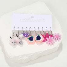 Load image into Gallery viewer, 5 Pairs Cute Cartoon Animal Fruit Earrings Set for Women Girl Simulated Resin Acrylic Food Drink Icecream DIY Dangle Earring New Jewelry