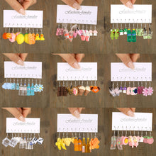 Load image into Gallery viewer, 5 Pairs Cute Cartoon Animal Fruit Earrings Set for Women Girl Simulated Resin Acrylic Food Drink Icecream DIY Dangle Earring New Jewelry