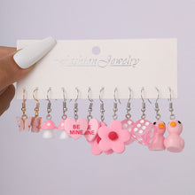 Load image into Gallery viewer, 5 Pairs Cute Cartoon Animal Fruit Earrings Set for Women Girl Simulated Resin Acrylic Food Drink Icecream DIY Dangle Earring New Jewelry