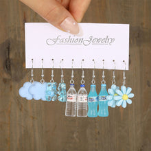 Load image into Gallery viewer, 5 Pairs Cute Cartoon Animal Fruit Earrings Set for Women Girl Simulated Resin Acrylic Food Drink Icecream DIY Dangle Earring New Jewelry