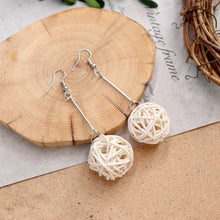 Load image into Gallery viewer, Boho Handmade Geometric Wooden Rattan Braid Drop Earrings for Women Ethnic Bohemia Statement Earring Jewelry