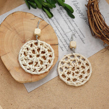 Load image into Gallery viewer, Boho Handmade Geometric Wooden Rattan Braid Drop Earrings for Women Ethnic Bohemia Statement Earring Jewelry