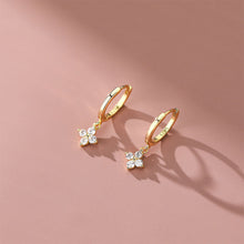 Load image into Gallery viewer, Zircon Flower Pendant Hoop Earrings for Women Simple Fashion Huggies Jewelry Aretes Sweet Cute Hanging Earrings Girl Wedding Party Jewelry Gift