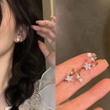Load image into Gallery viewer, Korean Elegant Cute Rhinestone Fashion Earrings For Women Trendy Shiny Star Pearls Ear Stud For Women Girls Fashion Metal Chain Jewelry Gifts
