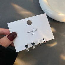 Load image into Gallery viewer, 2 Pairs/set Punk Black Dripping Oil Love Heart Hoop Earrings for Women Girls Simple All-match Hollow Circle Hip Hop Earring Jewelry