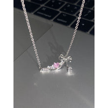 Load image into Gallery viewer, Korea New Design Bowknot Pink Zircon Pendant Necklaces Fashion Temperament Clavicle Chain for Women Trendy Party Jewelry