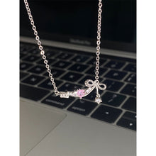 Load image into Gallery viewer, Korea New Design Bowknot Pink Zircon Pendant Necklaces Fashion Temperament Clavicle Chain for Women Trendy Party Jewelry
