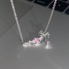 Load image into Gallery viewer, Korea New Design Bowknot Pink Zircon Pendant Necklaces Fashion Temperament Clavicle Chain for Women Trendy Party Jewelry