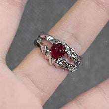 Load image into Gallery viewer, New Punk Cross Butterfly Irregular Red Crystal Glass Heart Aesthetic Rings for Women Y2K Gothic Animal Spider Ring Creative Jewelry