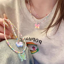 Load image into Gallery viewer, Candy Color Beaded Butterfly Necklace Female Niche Sweet Cute Girly Style Clavicle Chain 2024 New Fashion Accessories