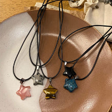 Load image into Gallery viewer, Natural Stone Hexagon Pendant Necklace Crystal Rose Quartz Opal Star for Women Fluorite Lapis Bullet Pendulum Trend Jewelry Gift