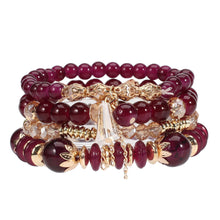 Load image into Gallery viewer, 4PCS/Set Bohemian Stackable Bead Bracelets for Women Multilayered Bracelet Pendant Charm Stretch Bangles