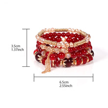 Load image into Gallery viewer, 4PCS/Set Bohemian Stackable Bead Bracelets for Women Multilayered Bracelet Pendant Charm Stretch Bangles