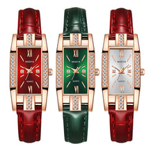 Load image into Gallery viewer, Top Brand Luxury Women Wrist Watch Small Green Watch Ladies Rhinestone Watches Leather Quartz Watch Clock