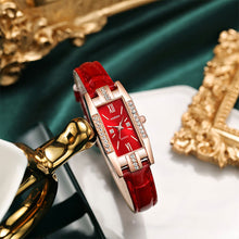 Load image into Gallery viewer, Top Brand Luxury Women Wrist Watch Small Green Watch Ladies Rhinestone Watches Leather Quartz Watch Clock