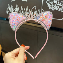 Load image into Gallery viewer, Glitter Cat Ear Hairband Girl Children Quicksand Crown Headband Cat Ears Party Hair Hoop Kids Hair Accessories Jewelry Headwear