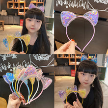 Load image into Gallery viewer, Glitter Cat Ear Hairband Girl Children Quicksand Crown Headband Cat Ears Party Hair Hoop Kids Hair Accessories Jewelry Headwear
