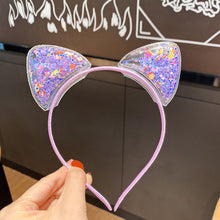 Load image into Gallery viewer, Glitter Cat Ear Hairband Girl Children Quicksand Crown Headband Cat Ears Party Hair Hoop Kids Hair Accessories Jewelry Headwear