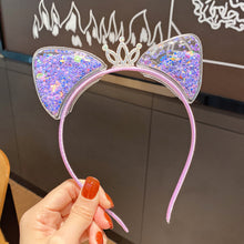 Load image into Gallery viewer, Glitter Cat Ear Hairband Girl Children Quicksand Crown Headband Cat Ears Party Hair Hoop Kids Hair Accessories Jewelry Headwear
