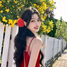 Load image into Gallery viewer, Caro Handmade Rose Crab Hair Clip Ins Popular Hair Catches For Women Pink Black Red Headwear Girls' summer Accessories