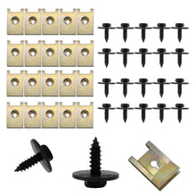 Load image into Gallery viewer, 40Pcs Car Fender Bumper Cross Head Screws Chassis Engine Guard Metal Nut/Screw Washers U-shape Clip For BMW E46 E92 E90 F10