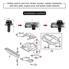 Load image into Gallery viewer, 10Pcs Car Body Bolts & U Type Clips M6 6mm Engine Cover Undertray Splash Shield Guard Bumper Fender Liner Retainer Fastener Rivet Screws