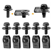 Load image into Gallery viewer, 10Pcs Car Body Bolts & U Type Clips M6 6mm Engine Cover Undertray Splash Shield Guard Bumper Fender Liner Retainer Fastener Rivet Screws