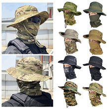 Load image into Gallery viewer, Women Men Tactics Camouflage Boonie Cap Balaclava Hat Suit Foldable Soft Hat Outdoor Hunting Fishing Wide Brimmed Hat Sunscreen Caps