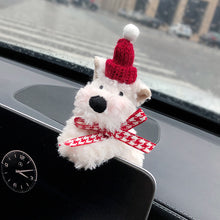 Load image into Gallery viewer, Car Interior Dashboard Ornaments Plush Puppy with Kawaii Bowknot Decoration Center Console Decoration Auto Accessories Gifts
