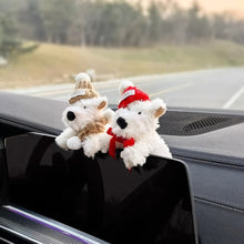 Load image into Gallery viewer, Car Interior Dashboard Ornaments Plush Puppy with Kawaii Bowknot Decoration Center Console Decoration Auto Accessories Gifts