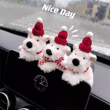 Load image into Gallery viewer, Car Interior Dashboard Ornaments Plush Puppy with Kawaii Bowknot Decoration Center Console Decoration Auto Accessories Gifts