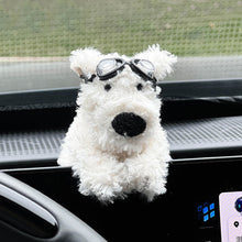 Load image into Gallery viewer, Car Interior Dashboard Ornaments Plush Puppy with Kawaii Bowknot Decoration Center Console Decoration Auto Accessories Gifts