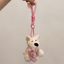 Load image into Gallery viewer, Car Key Chain Plush Puppy Keychain Kawaii Bowknot Dog Car Key Ring Car Central Control Ornament Accessories Gift