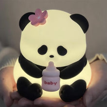 Load image into Gallery viewer, Cute Panda Silicone Lamp USB Rechargeable Timing Pat Sensor LED Night Light Bedside Decor Kids Birthday Gift