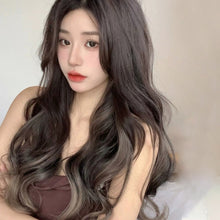 Load image into Gallery viewer, Fashion Spot Dyed Wig Piece Paris Painted Dyed Green Wood Gray Long Hair Natural One Piece Curly Wig Piece
