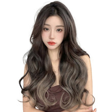 Load image into Gallery viewer, Fashion Spot Dyed Wig Piece Paris Painted Dyed Green Wood Gray Long Hair Natural One Piece Curly Wig Piece