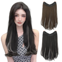 Load image into Gallery viewer, Highlight dyeing Female Long Hair Synthetic Fiber Long Hair Wig False Hair Piece One Piece Seamless Simulation Hair Extensions