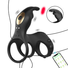 Load image into Gallery viewer, Penis Vibrating Ring Rechargeable Lock Essence Ring Massage Vibrate Penis Multi-frequency Delay Ejaculation Male Silicone Sex Toy