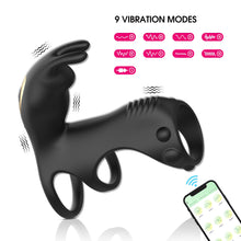 Load image into Gallery viewer, Penis Vibrating Ring Rechargeable Lock Essence Ring Massage Vibrate Penis Multi-frequency Delay Ejaculation Male Silicone Sex Toy