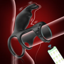 Load image into Gallery viewer, Penis Vibrating Ring Rechargeable Lock Essence Ring Massage Vibrate Penis Multi-frequency Delay Ejaculation Male Silicone Sex Toy